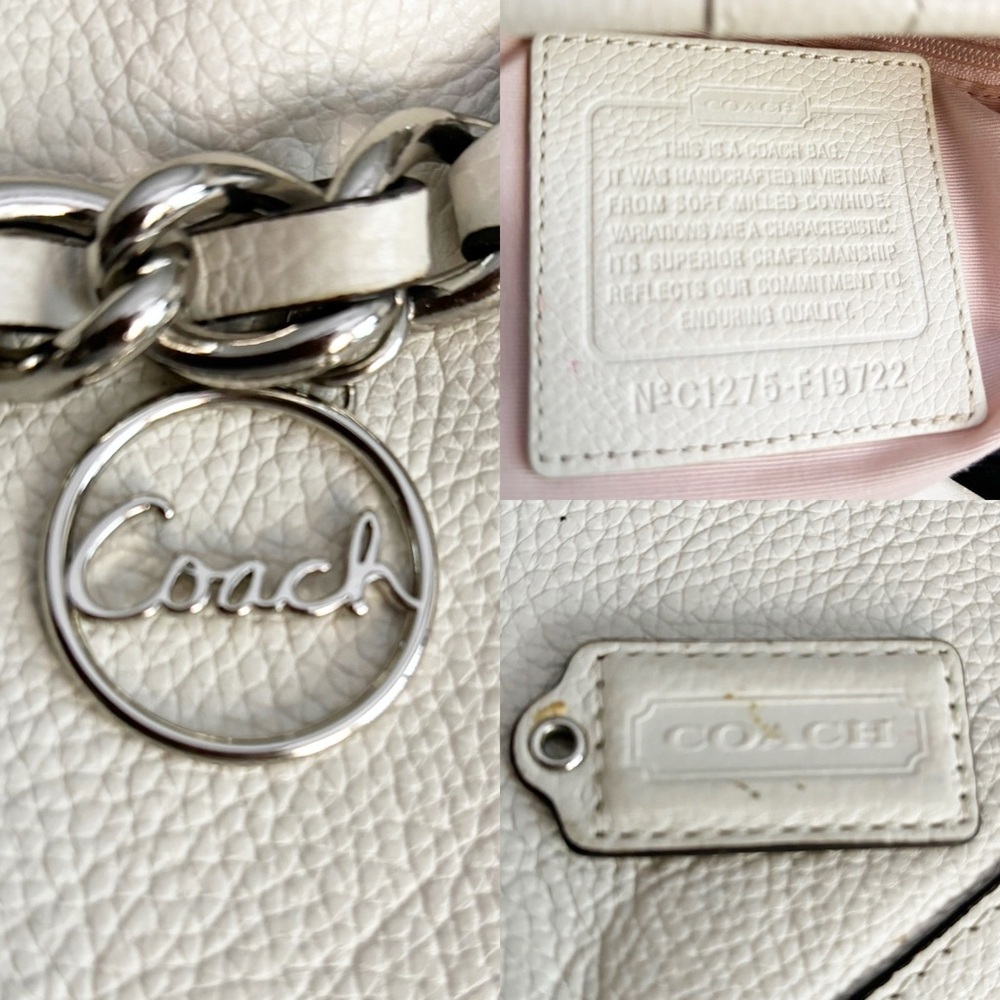 Coach Ivory White Leather Bag with Silver Hardware Style F19722 - Picture 7 of 16